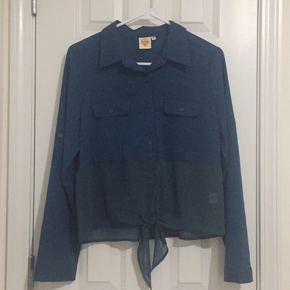 Blue long sleeve blouse size medium